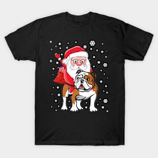 English Bulldog Christmas Santa Claus Woofmas Dog T-Shirt